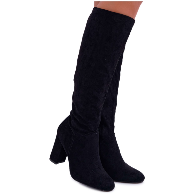 BUGO Women's Boots On A Heel To The Knee Black Mercure