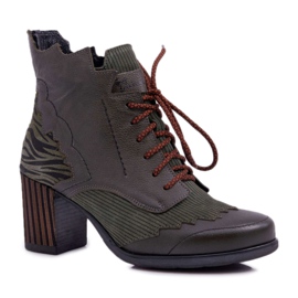 Women's Leather Boots Maciejka Green 03190-09
