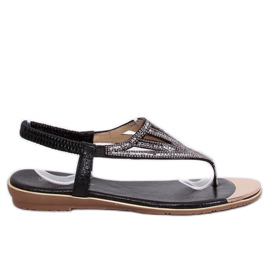 Flip-flops decorated with black M03 Black Flip-flops decorated with black M03 Black