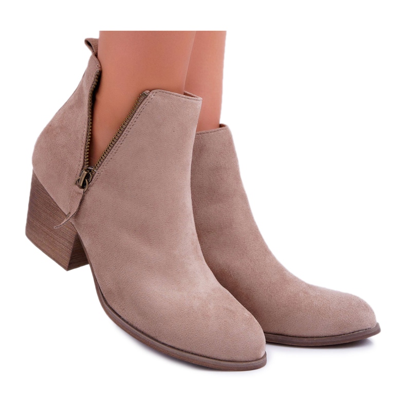 Bellucci Women's Boots On High Heel Suede Beige Farre