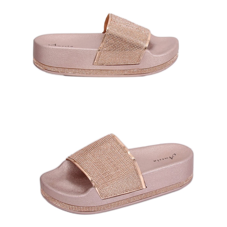 Champagne N-59 Champagne slippers on a thick sole multicolored yellow