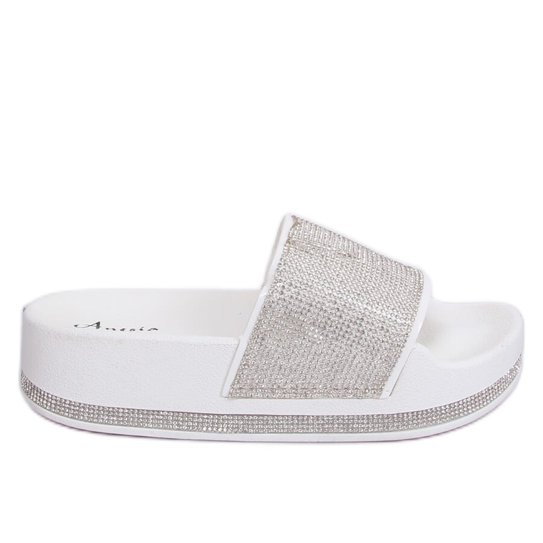 White N-59 White slippers on a thick sole grey