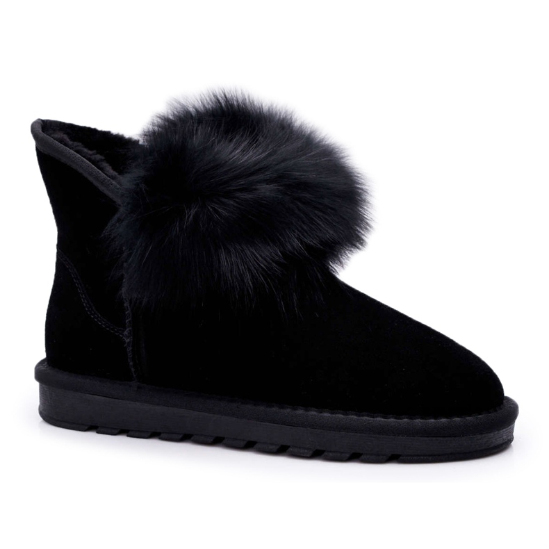 HAN Women's Snow Boots With Fur Suede Leather Black Memento