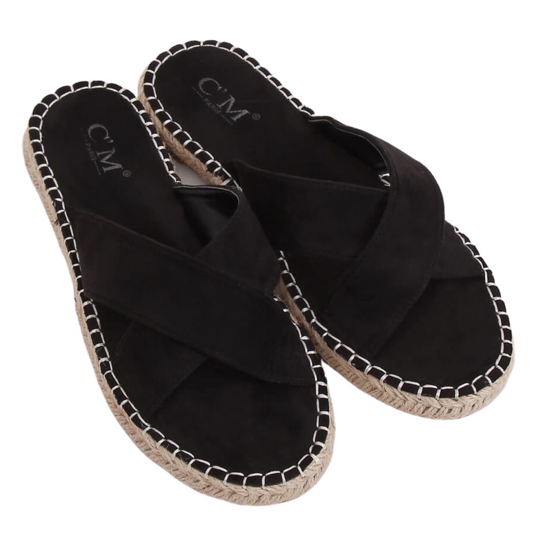 Black espadrilles slippers 499-35 Black