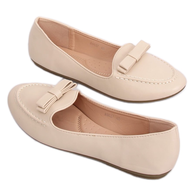 Women's beige loafers A8637 Beige II Quality