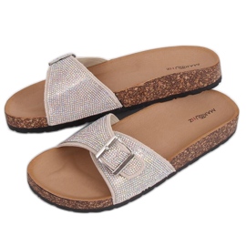 Beige scholki slippers with stones L-1032 Beige Beige scholki slippers with stones L-1032 Beige
