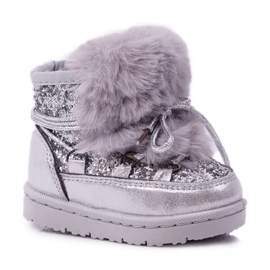 FRROCK Children's Snow Boots With Fur Silver Minnie Mouse grey