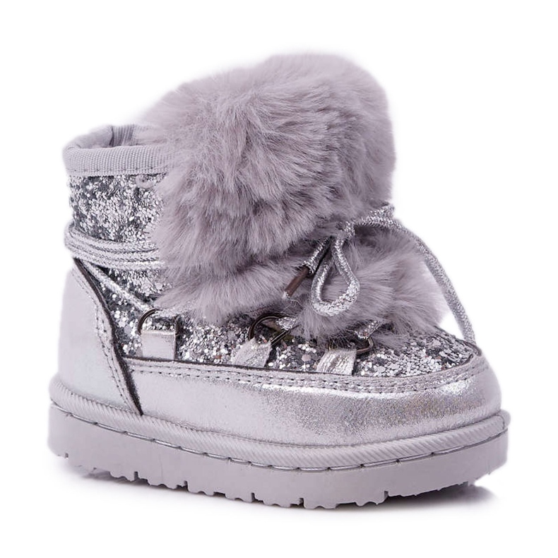 FRROCK Children's Snow Boots With Fur Silver Minnie Mouse grey
