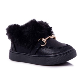 Children's Black Sneakers With Fur