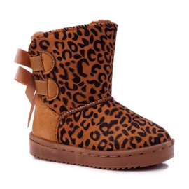 FRROCK Children's Snow Boots With Fur Leopard Fiona brown