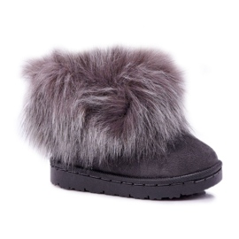 FRROCK Children's Snow Boots With Fur Gray Small Fox grey