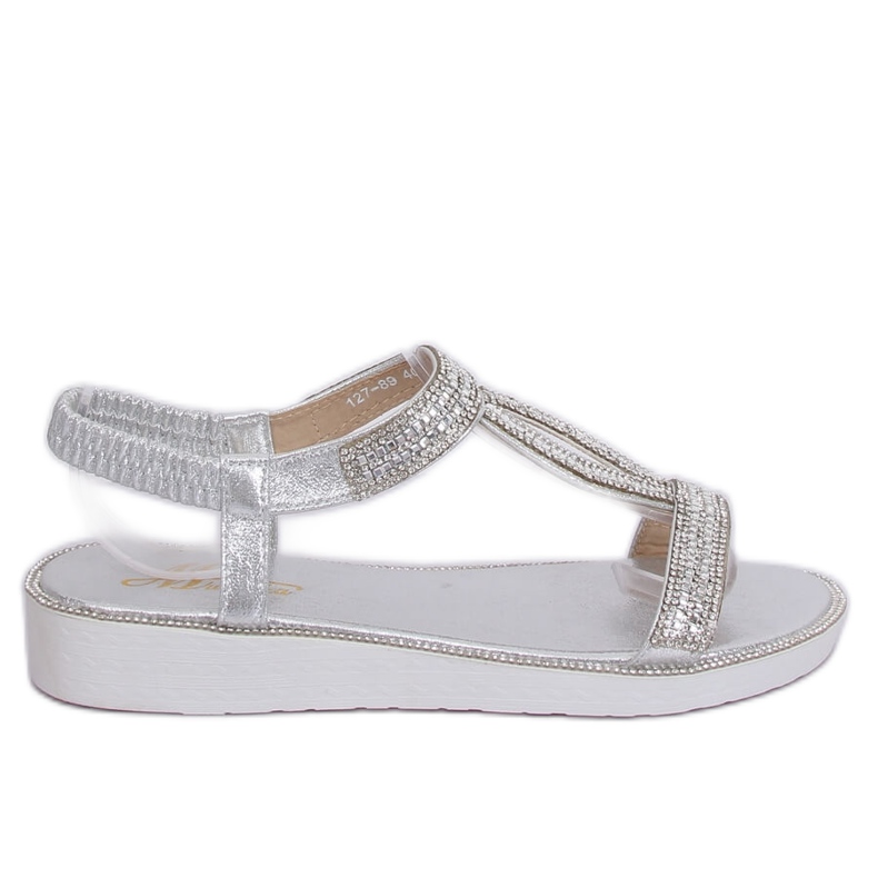 Silver sandals for women 127-89 Silver grey