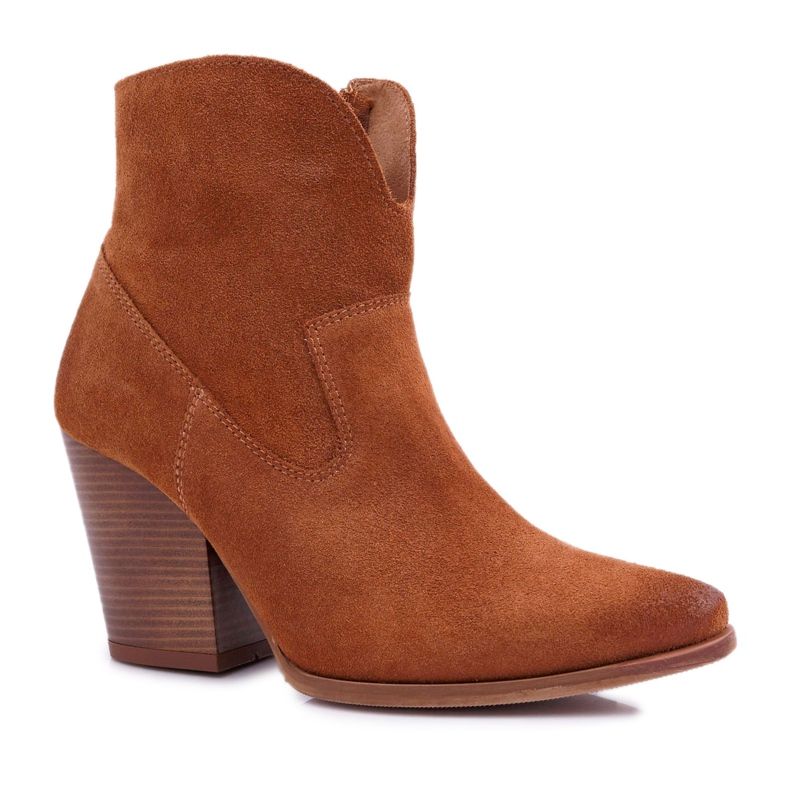 Women's Boots On High Heel Leather Suede Cognac Nicole 2433 brown Women's Boots On High Heel Leather Suede Cognac Nicole 2433 brown