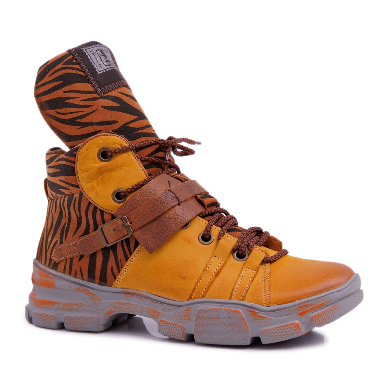 Women's Boots Leather Maciejka Yellow 04218 brown