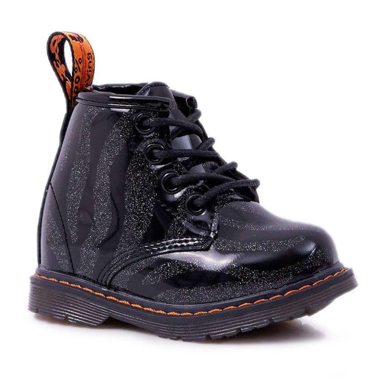 FRROCK Children's Boots Lacquered with a zipper Black Omua