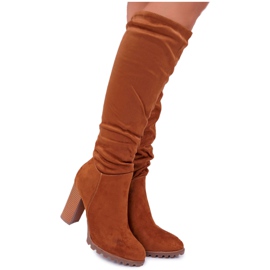 EVE Women's Boots On Heel Suede Camel Marion brown