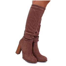 EVE Women's Boots On Heel Suede Khaki Marion EVE Women's Boots On Heel Suede Khaki Marion