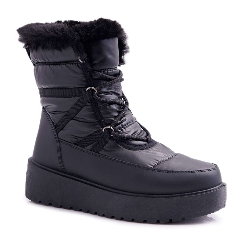 FRGIV Women's Snow Boots With Fur Black Calma