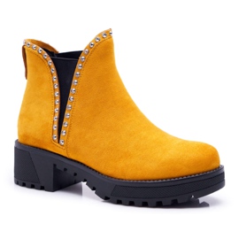 FRBS Women's Jodhpur Boots With Cubic Zirconia Yellow Sissy FRBS Women's Jodhpur Boots With Cubic Zirconia Yellow Sissy