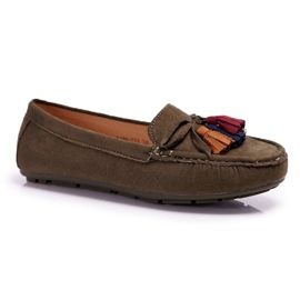 S.Barski Women's Loafers Suede Khaki S. Barski A199 Mohabe green