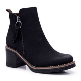 FRJEIN Women's boots on a heel padded with felt black Delia