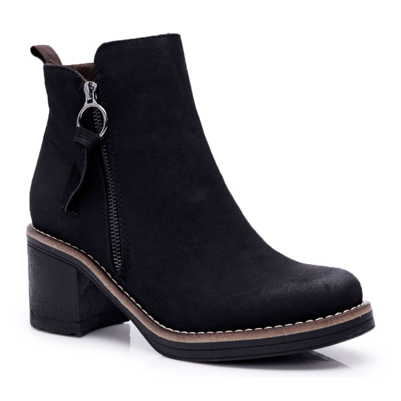 FRJEIN Women's boots on a heel padded with felt black Delia