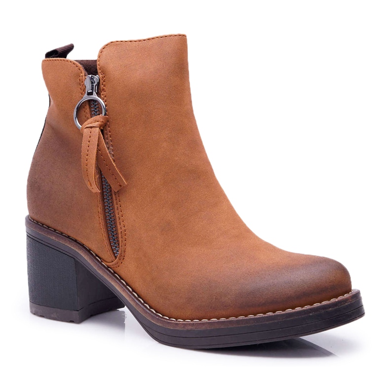 FRJEIN Women's Boots On Heel Warmed With Felt Camel Delia brown