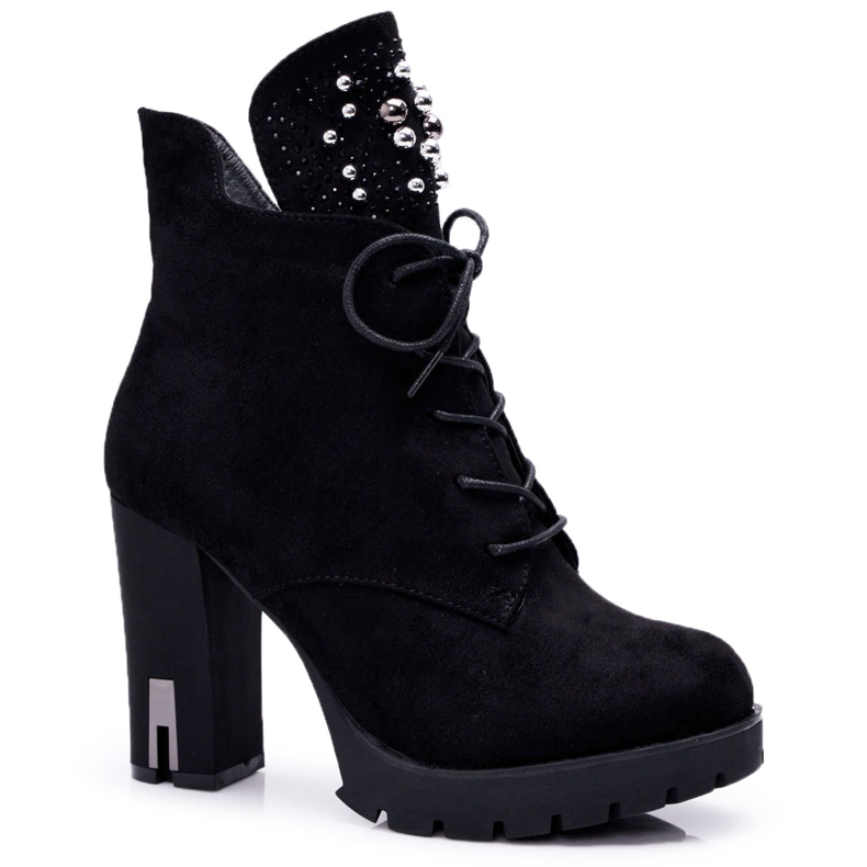 EVE Women's Boots on a heel and Platform Suede Black Fieste