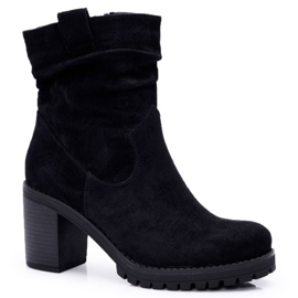 FB2 Women's Boots On Heel Suede Black Celma