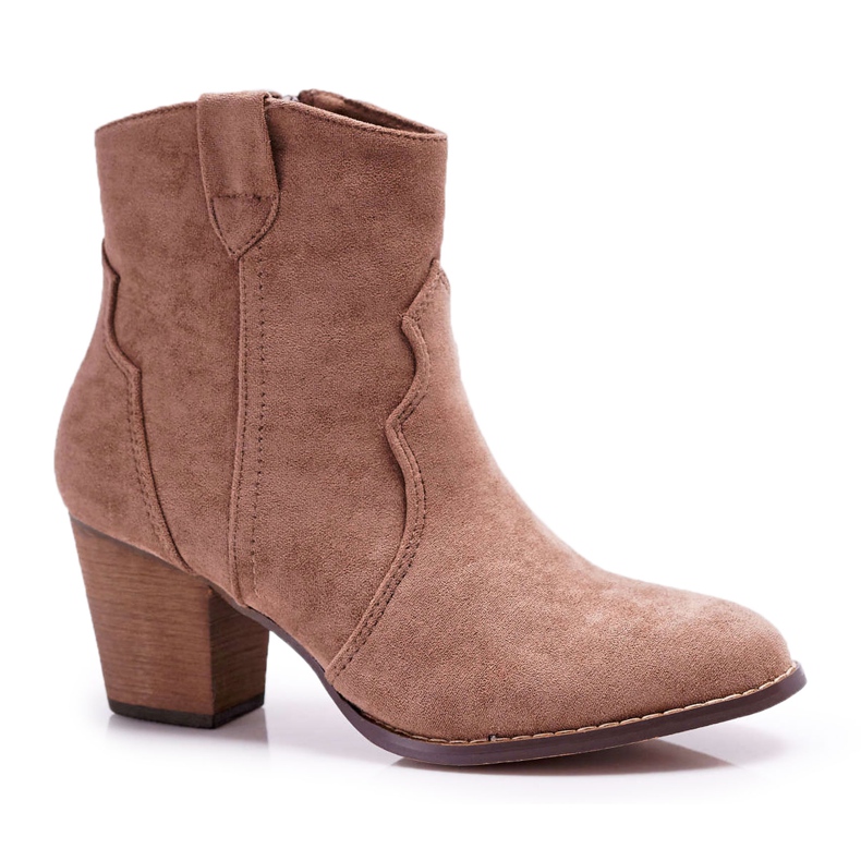 BUGO Women's Boots On Heel Cowboy Boots Khaki Nutriso