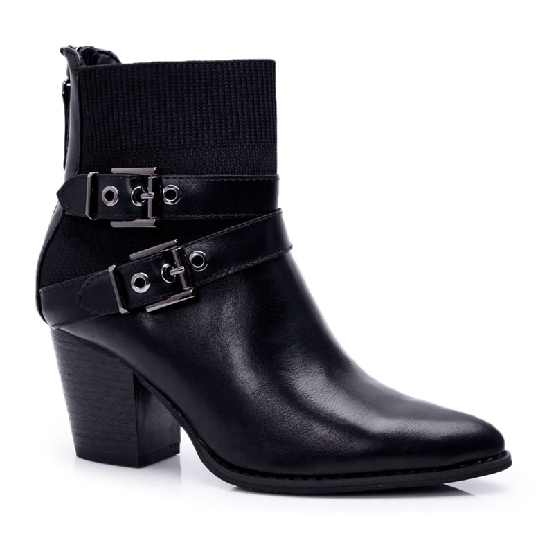 FRJEIN Women's Boots On A Heel Clasps In Black Fello
