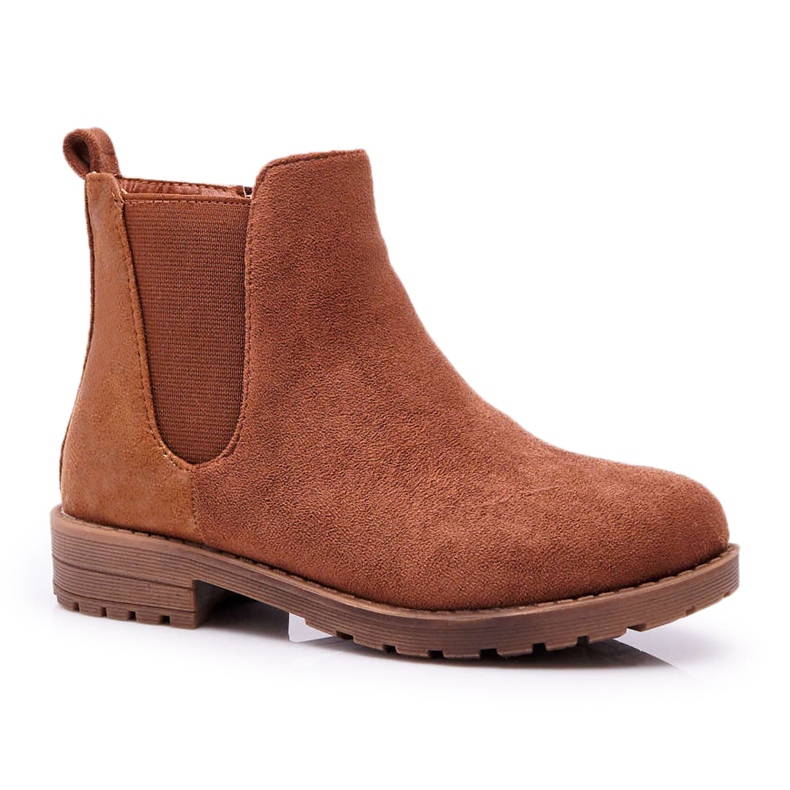 POPA Children's boots with Flat Heel Camel Mergolo brown