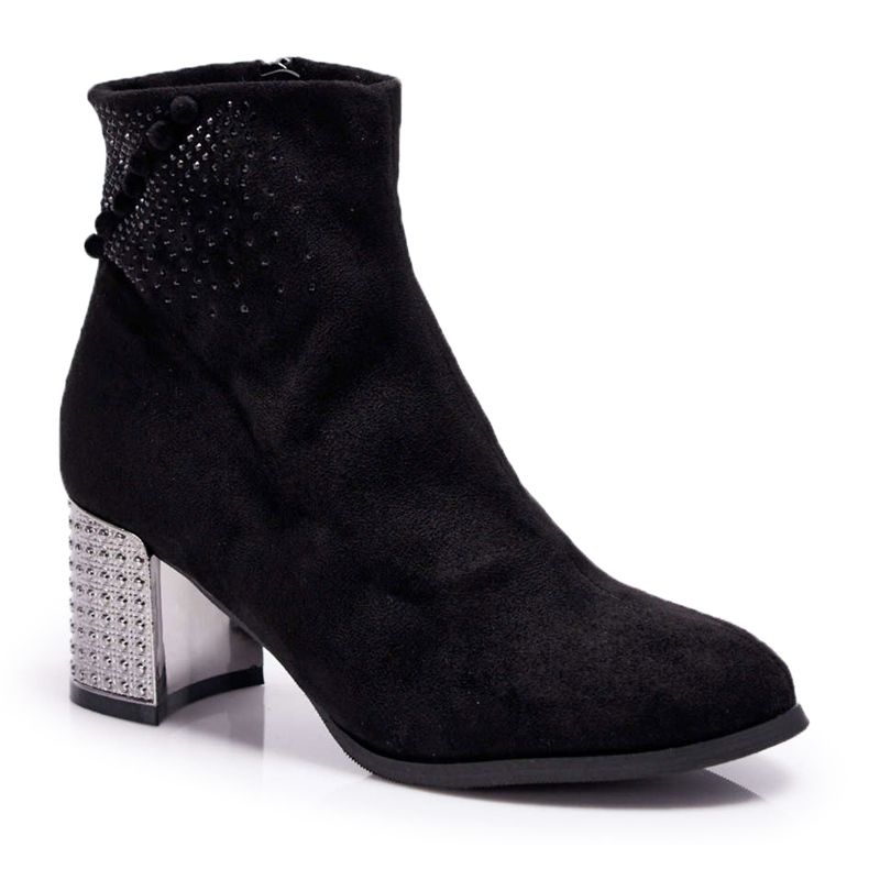 EVE Women's Boots On a Heel Crystals Black Homesa EVE Women's Boots On a Heel Crystals Black Homesa
