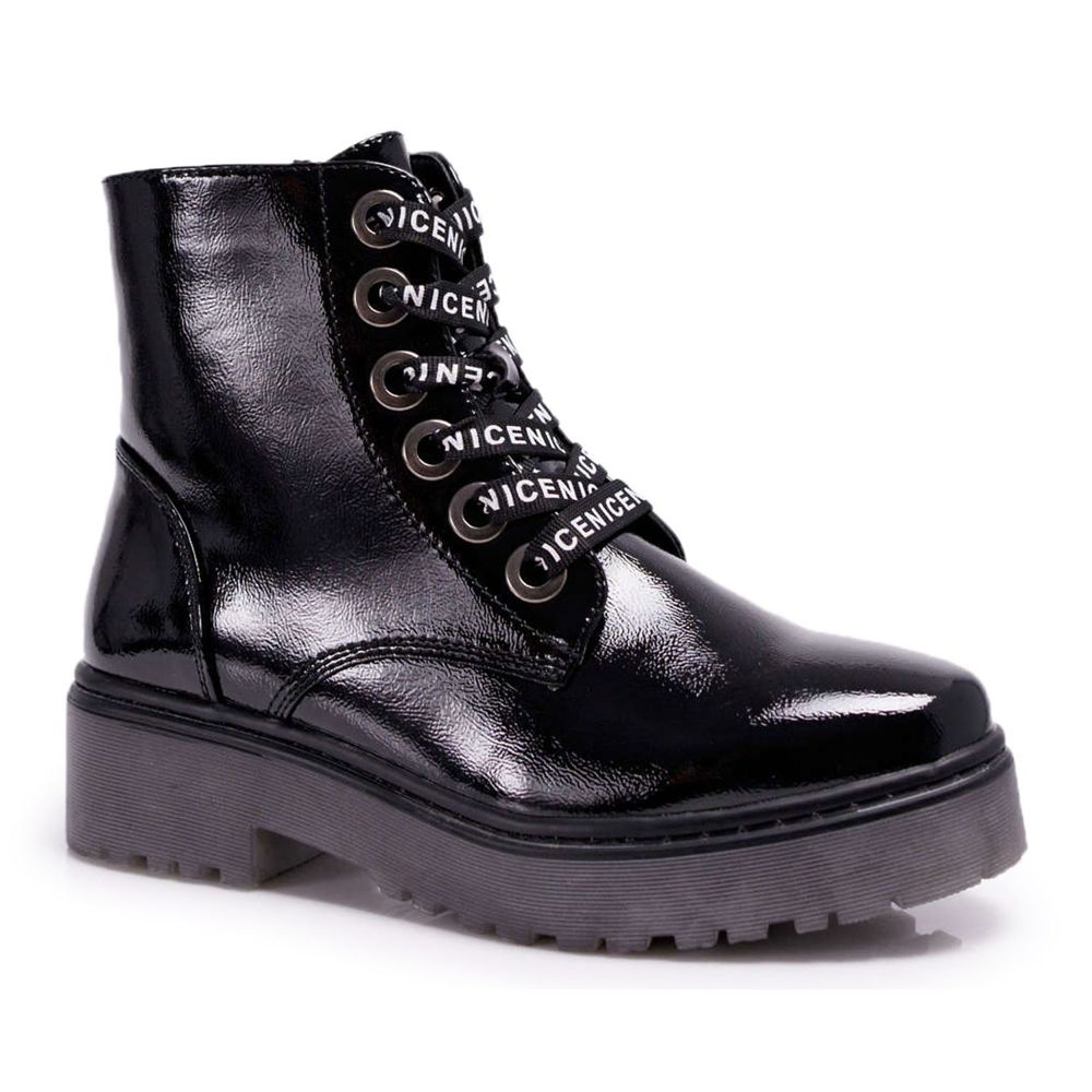 womens flat patent boots
