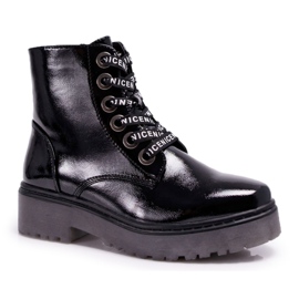 Women's Boots on Flat Heel Lacquered Boots Black Sergio Leone TR726