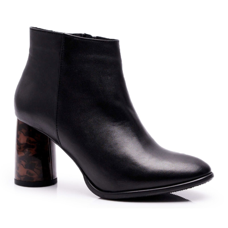 Women's Boots On High Heel Laura Messi Leather Black 2056