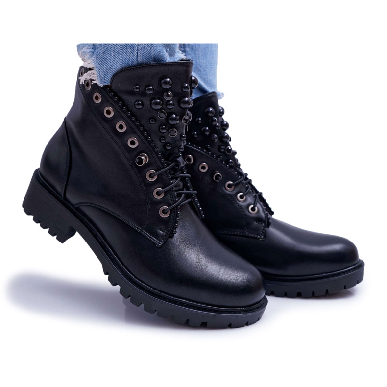 FRID Women's Boots With Pearls Warm Black Memer