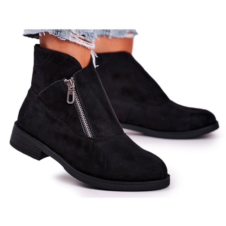 Women's Boots With Zipper Suede Black Juno
