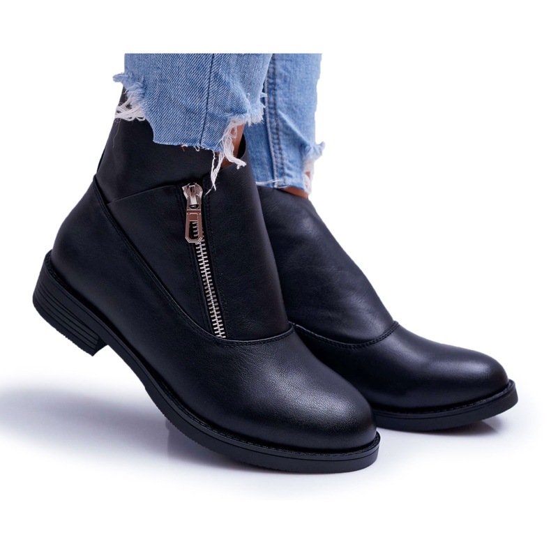BUGO Women's Boots With Zipper Black Juno