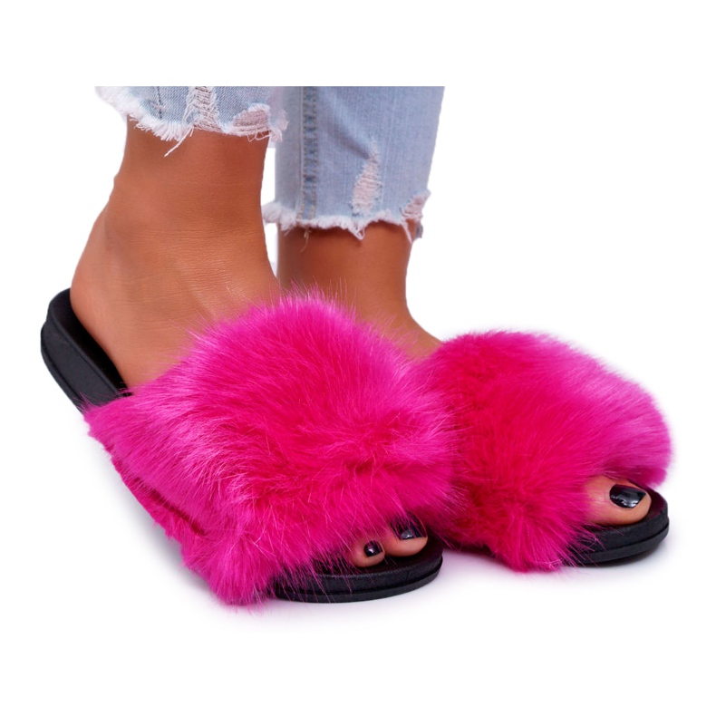 PS1 Women's Slippers with Fur NiceFur Fuchsia pink