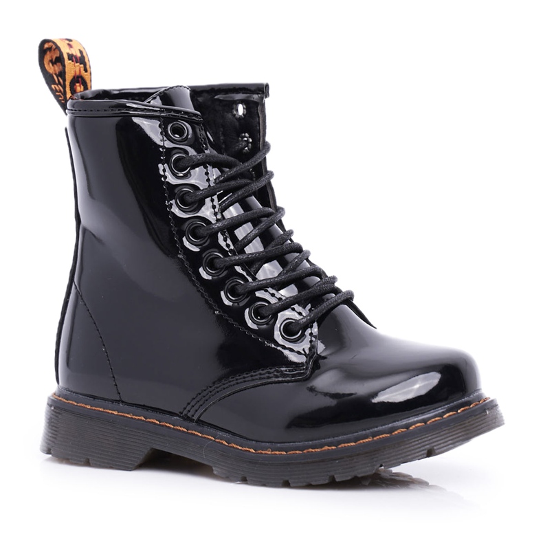 FRROCK Children's Boots Warm with a zipper Lacquered Black Goopy