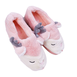 BUGO Women's Slippers With Fur And Reindeer Pink Reindeer BUGO Women's Slippers With Fur And Reindeer Pink Reindeer
