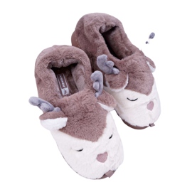 BUGO Women's Slippers With Fur Brown Reindeer Reindeer