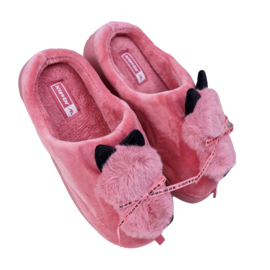 BUGO Women's Slippers With Fur Kitten Red Kitty BUGO Women's Slippers With Fur Kitten Red Kitty