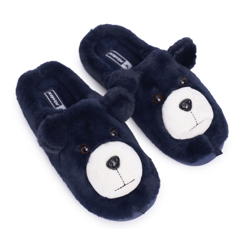 BUGO Women's Slippers With Teddy Bear Fur navy blue