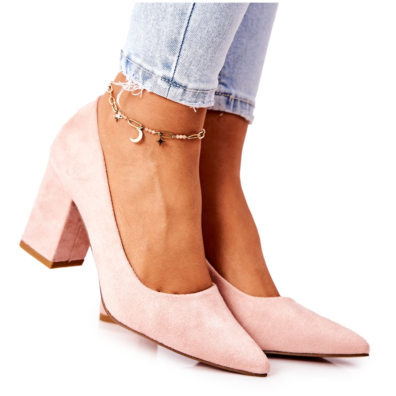 SEA Women's Pumps On A Heel Suede Beige Florena