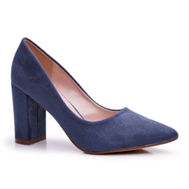 SEA Women's Pumps On a Heel Suede Navy Blue Florena SEA Women's Pumps On a Heel Suede Navy Blue Florena