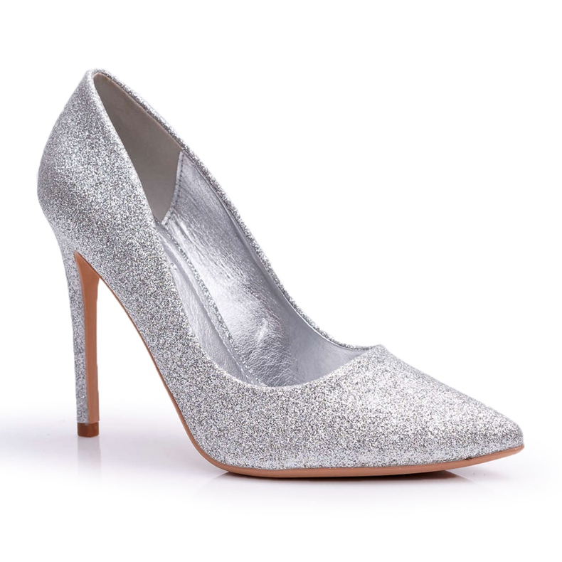 SEA Women's high heels, brocade silver Vivien grey