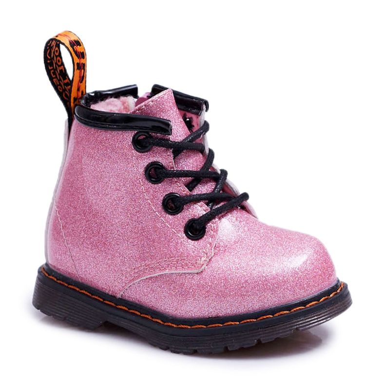 FRROCK Children's Warm Boots with a zipper, Lacquered Glitter Pink Mistor