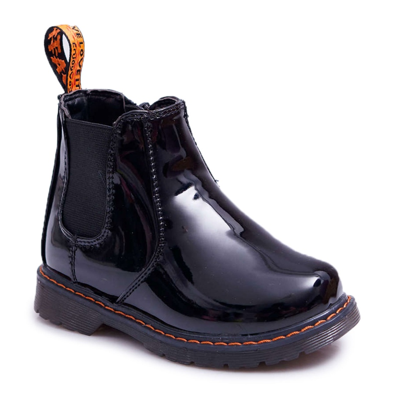 FRROCK Children's Boots Warm with a zipper Lacquered Black Gustro